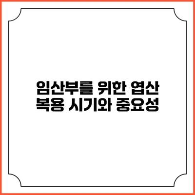 임산부를 위한 엽산 복용 시기와 중요성
