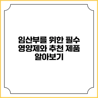 임산부를 위한 필수 영양제와 추천 제품 알아보기