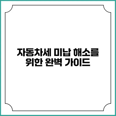 자동차세 미납 해소를 위한 완벽 가이드