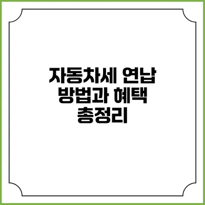 자동차세 연납 방법과 혜택 총정리