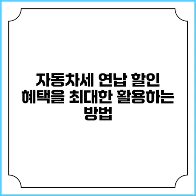 자동차세 연납 할인 혜택을 최대한 활용하는 방법