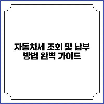 자동차세 조회 및 납부 방법 완벽 가이드