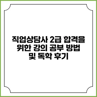 직업상담사 2급 합격을 위한 강의 공부 방법 및 독학 후기