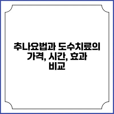 추나요법과 도수치료의 가격, 시간, 효과 비교