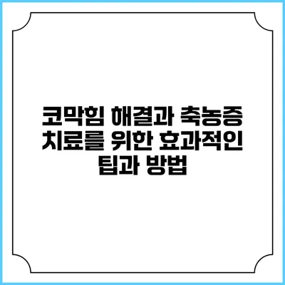 코막힘 해결과 축농증 치료를 위한 효과적인 팁과 방법
