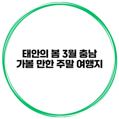 태안의 봄 3월 충남 가볼 만한 주말 여행지