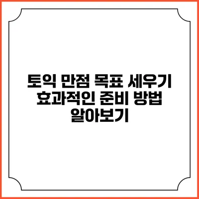 토익 만점 목표 세우기: 효과적인 준비 방법 알아보기