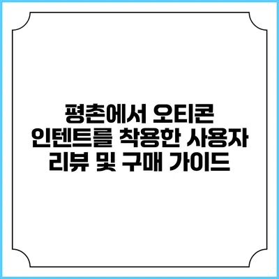 평촌에서 오티콘 인텐트를 착용한 사용자 리뷰 및 구매 가이드