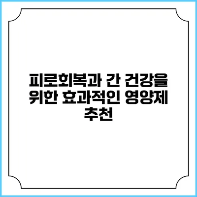 피로회복과 간 건강을 위한 효과적인 영양제 추천