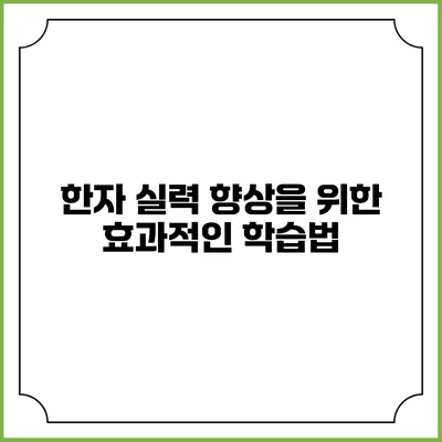 한자 실력 향상을 위한 효과적인 학습법