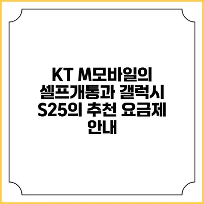 KT M모바일의 셀프개통과 갤럭시 S25의 추천 요금제 안내