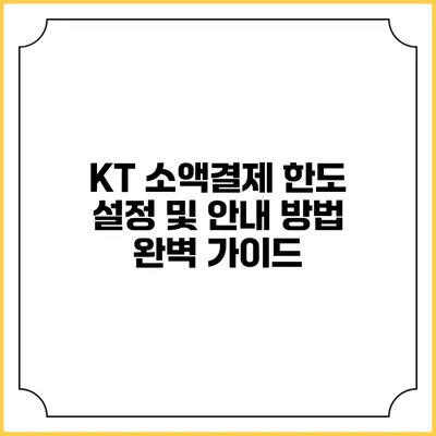 KT 소액결제 한도 설정 및 안내 방법 완벽 가이드