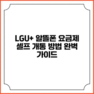 LGU+ 알뜰폰 요금제 셀프 개통 방법 완벽 가이드