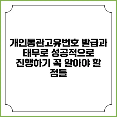 개인통관고유번호 발급과 태무로 성공적으로 진행하기: 꼭 알아야 할 점들