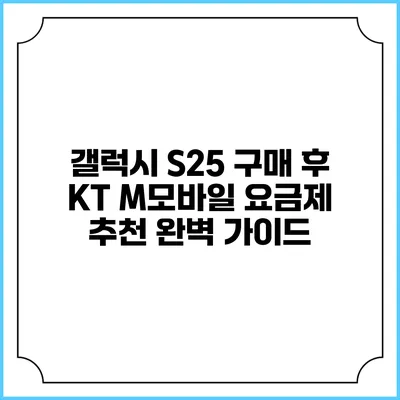 갤럭시 S25 구매 후 KT M모바일 요금제 추천 완벽 가이드