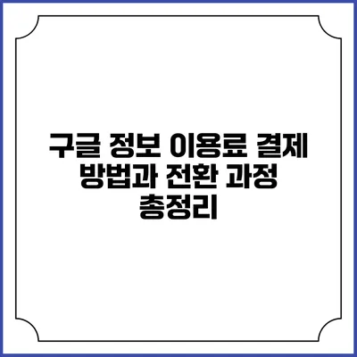 구글 정보 이용료 결제 방법과 전환 과정 총정리