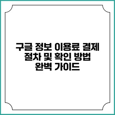 구글 정보 이용료 결제 절차 및 확인 방법 완벽 가이드
