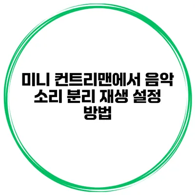 미니 컨트리맨에서 음악 소리 분리 재생 설정 방법
