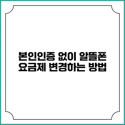 본인인증 없이 알뜰폰 요금제 변경하는 방법
