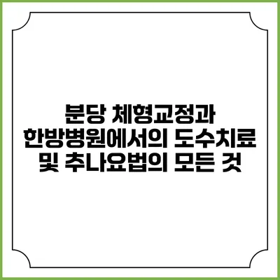 분당 체형교정과 한방병원에서의 도수치료 및 추나요법의 모든 것
