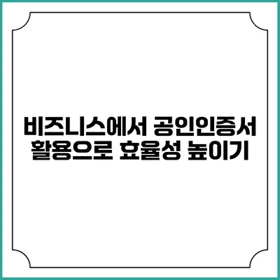 비즈니스에서 공인인증서 활용으로 효율성 높이기
