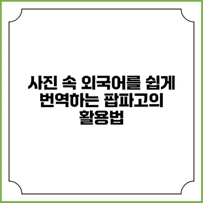 사진 속 외국어를 쉽게 번역하는 팝파고의 활용법
