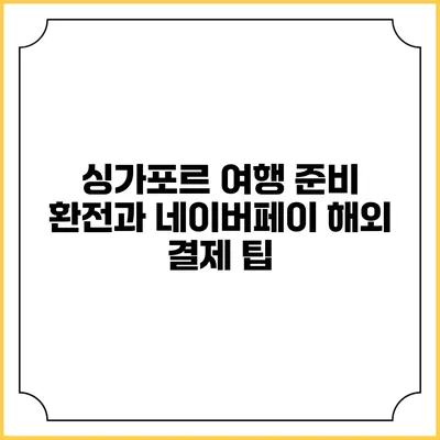 싱가포르 여행 준비: 환전과 네이버페이 해외 결제 팁