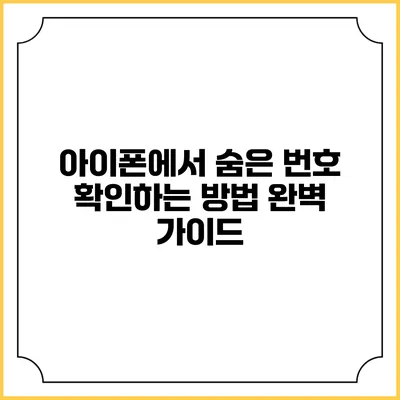 아이폰에서 숨은 번호 확인하는 방법 완벽 가이드