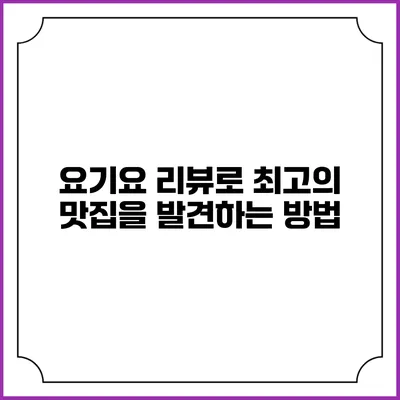 요기요 리뷰로 최고의 맛집을 발견하는 방법