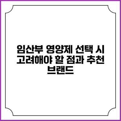 임산부 영양제 선택 시 고려해야 할 점과 추천 브랜드