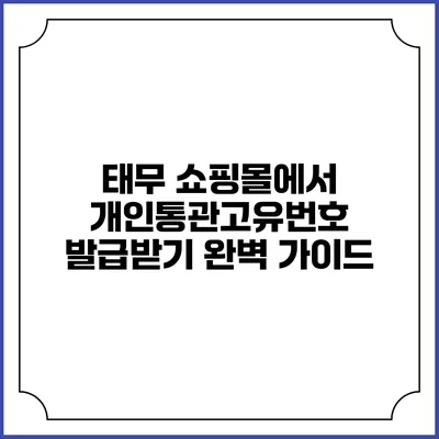 태무 쇼핑몰에서 개인통관고유번호 발급받기 완벽 가이드