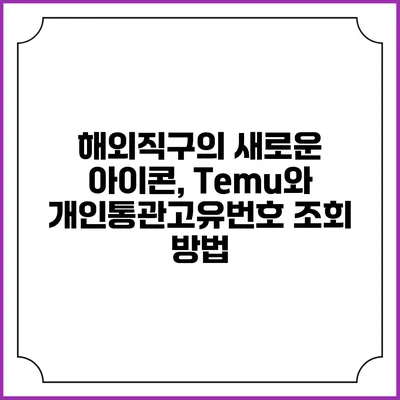 해외직구의 새로운 아이콘, Temu와 개인통관고유번호 조회 방법