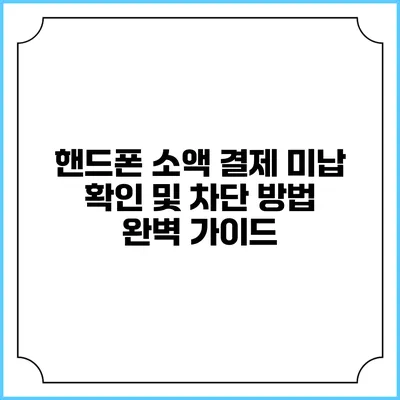 핸드폰 소액 결제 미납 확인 및 차단 방법 완벽 가이드