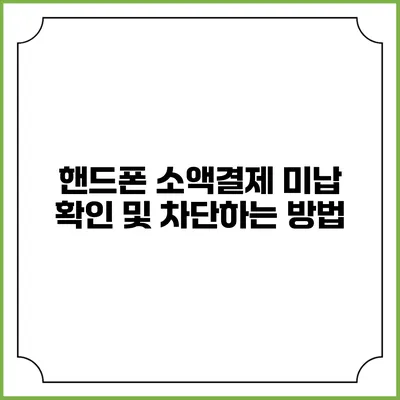 핸드폰 소액결제 미납 확인 및 차단하는 방법